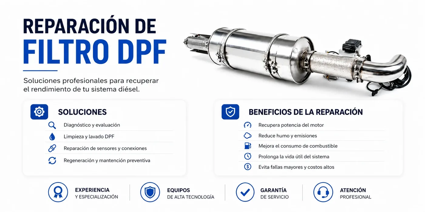 Reparación profesional de filtro DPF, soluciones y beneficios