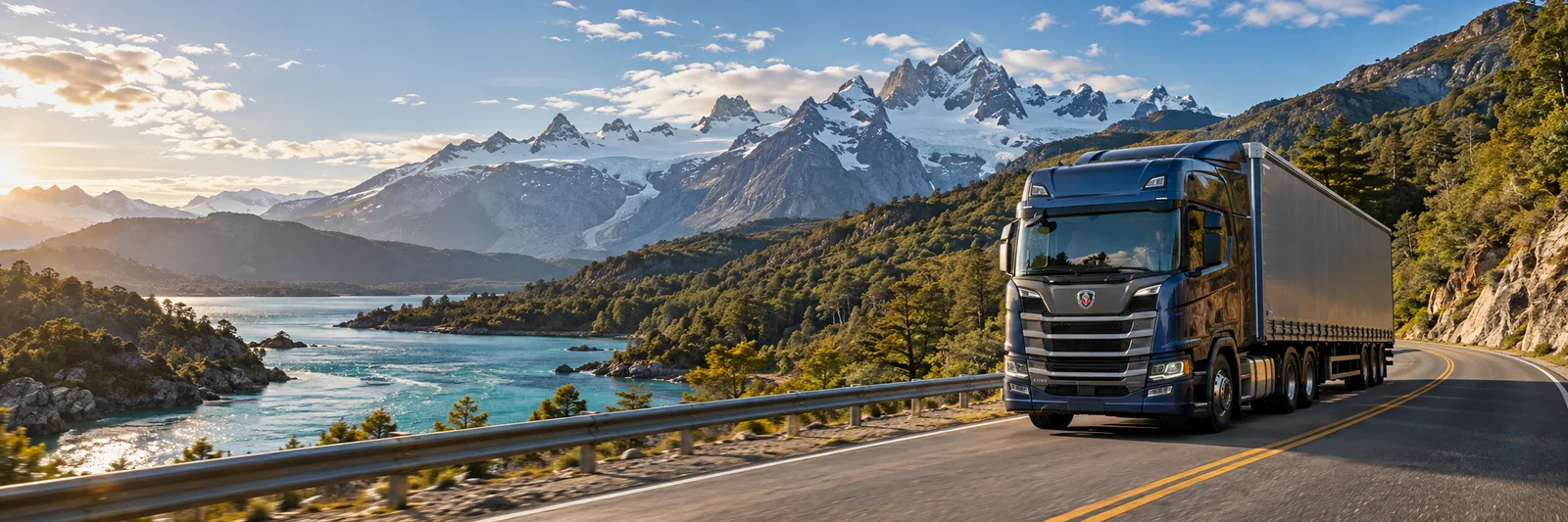 Camión Scania transportando carga por la Carretera Austral